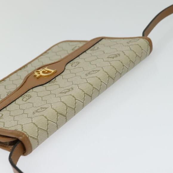 DIOR Honeycomb Canvas Shoulder Bag Pvc Leather Beige Gold - Picture 6 of 12